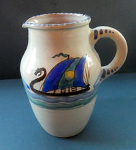 Load image into Gallery viewer, Vintage HONITON POTTERY Stoneware Jug with Hand Painted Viking Galleon Design on Each Side
