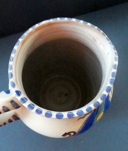 Vintage HONITON POTTERY Stoneware Jug with Hand Painted Viking Galleon Design on Each Side