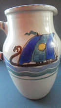 Load image into Gallery viewer, Vintage HONITON POTTERY Stoneware Jug with Hand Painted Viking Galleon Design on Each Side
