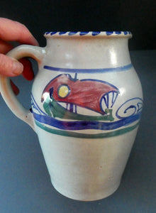 Vintage HONITON POTTERY Stoneware Jug with Hand Painted Viking Galleon Design Around the Top