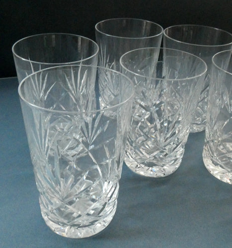 Set of Six 1950s EDINBURGH CRYSTAL Tall OBAN Tumblers. Height 4 1/8 inches