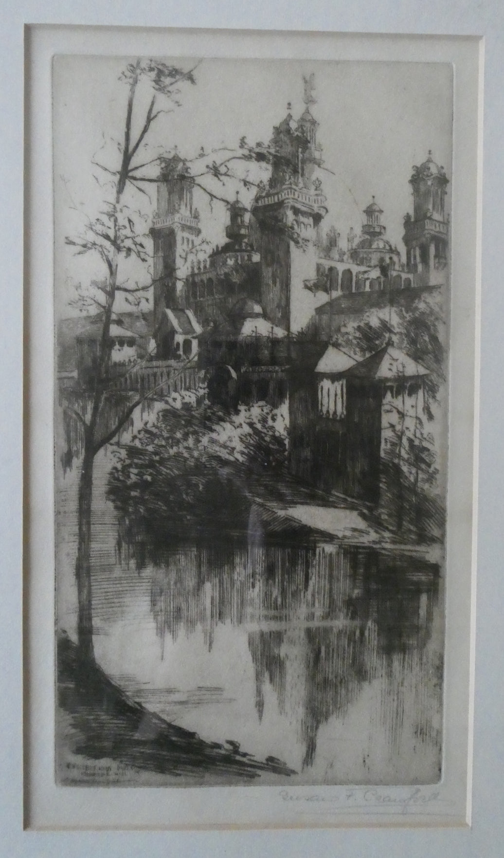 SCOTTISH ART: Rare 1901 GLASGOW INTERNATIONAL EXHIBITION Etching by Susan F. Crawford