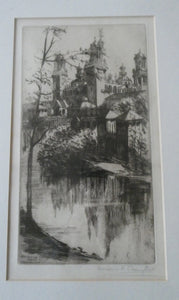 SCOTTISH ART: Rare 1901 GLASGOW INTERNATIONAL EXHIBITION Etching by Susan F. Crawford