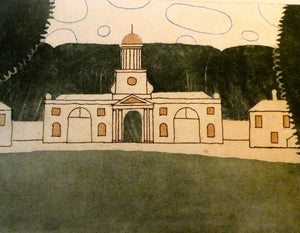 Julian Trevelyan ORIGINAL Etching & Soft Ground Aquatint (1975). WALLINGTON, CLOCK TOWER. Pencil Signed