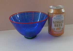 SCANDINAVIAN Art Glass: Large Blue Bowl by Helena Gibson & Two Smaller Ones by Abel Sawe