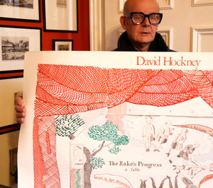 1980s DAVID HOCKNEY "A Rake's Progress" Poster for "An Exhibition of Costume Drawings at the Ashmolean Museum"