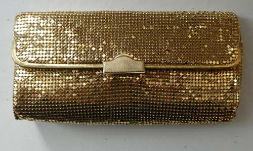 Glittery Vintage GOLD Glomesh Disco Evening Clutch Bag or Purse