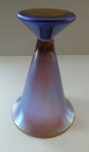 Load image into Gallery viewer, German WMF &quot;Myra Kristal&quot; Glass Trumpet Shape Vase with Stunning Blue and Gold Iridescent Lustres
