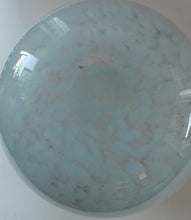 Load image into Gallery viewer, SCOTTISH GLASS. Large MONART Scottish Art Glass Vase. SA Shape. Mottled Pale Blue, Pink with Swirls &amp; Lots of Gold Aventurine Flakes. 7 3/4 inches high
