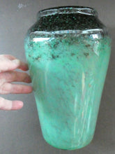 Load image into Gallery viewer, Large Green Monart Glass Vase with Black Flecks and Gold Aventurine. 9 3/4 inches

