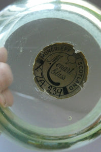 SCOTTISH GLASS. Rare Pair of Simple Small MONART URANIUM Bowls. Each with Monart Labels
