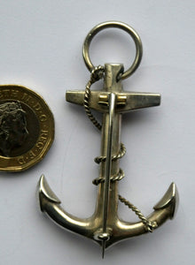 1880s SCOTTISH SILVER: Victorian ANCHOR BROOCH with Inset Specimen Agates