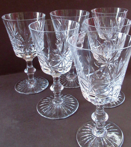 Vintage 1950s Edinburgh Crystal Star of Edinburgh White Wine Glasses