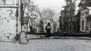 SCOTTISH ART: 1899 D.Y. Cameron Pencil Signed Etching "A Norman Village" (1904)