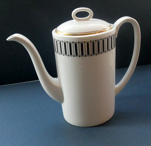 Stylish 1970s SUSIE COOPER for WEDGWOOD. Complete Bone China Coffee Set. COLOSSEUM Pattern