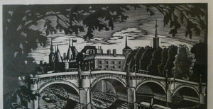 Ethelbert White (1891-1972). Wood Engraving of the Pont Neuf, Paris (c 1925). Signed in Pencil