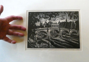 Ethelbert White (1891-1972). Wood Engraving of the Pont Neuf, Paris (c 1925). Signed in Pencil