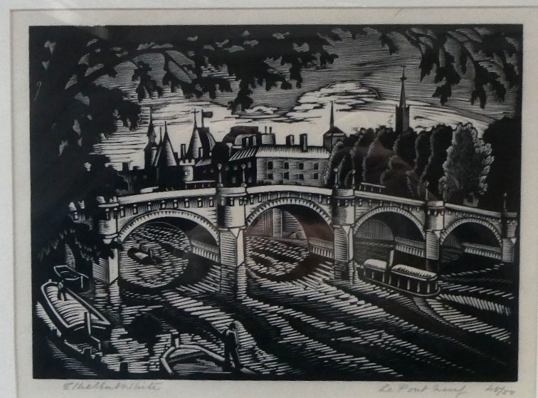 Ethelbert White (1891-1972). Wood Engraving of the Pont Neuf, Paris (c 1925). Signed in Pencil