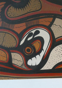 CANADIAN ART: Joshim Kakegamic (1952 - 1993). Acrylic Painting on board. Entitled "Lazy Bear"