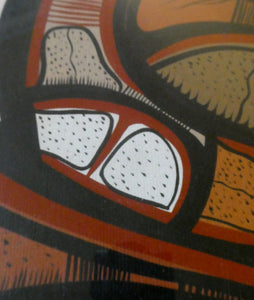 CANADIAN ART: Joshim Kakegamic (1952 - 1993). Acrylic Painting on board. Entitled "Lazy Bear"