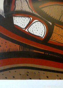 CANADIAN ART: Joshim Kakegamic (1952 - 1993). Acrylic Painting on board. Entitled "Lazy Bear"