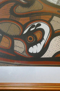 CANADIAN ART: Joshim Kakegamic (1952 - 1993). Acrylic Painting on board. Entitled "Lazy Bear"