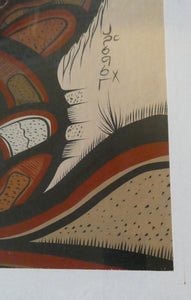 CANADIAN ART: Joshim Kakegamic (1952 - 1993). Acrylic Painting on board. Entitled "Lazy Bear"