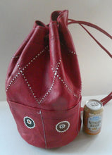 Load image into Gallery viewer, Vintage 1960s &quot;Native America Style&quot; Red Leather Duffle Bag
