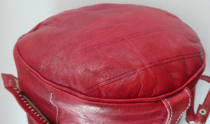 Vintage 1960s "Native America Style" Red Leather Duffle Bag