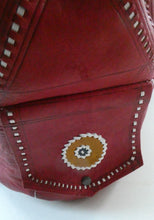 Load image into Gallery viewer, Vintage 1960s &quot;Native America Style&quot; Red Leather Duffle Bag
