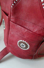 Load image into Gallery viewer, Vintage 1960s &quot;Native America Style&quot; Red Leather Duffle Bag
