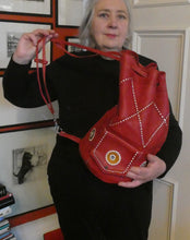 Load image into Gallery viewer, Vintage 1960s &quot;Native America Style&quot; Red Leather Duffle Bag
