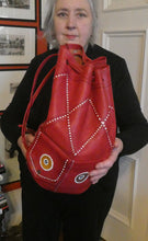 Load image into Gallery viewer, Vintage 1960s &quot;Native America Style&quot; Red Leather Duffle Bag
