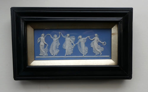 Antique VICTORIAN Wedgwood Framed Jasper Plaque Showing a Frieze of the Five Dancing Maidens (The Borghese Dancers)