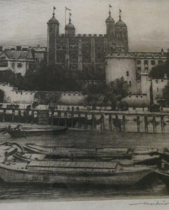 MORTIMER MENPES (1855 - 1938) The Tower of London (1900). Etching and Drypoint. Pencil Signed