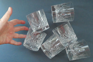 SET OF SIX. Edinburgh Crystal Large Old Fashioned Whisky Tumblers. LOMOND PATTERN 3 1/4 inches