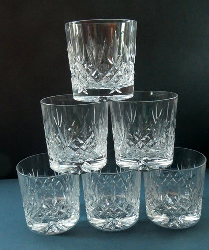 SET OF SIX. Edinburgh Crystal Large Old Fashioned Whisky Tumblers. LOMOND PATTERN 3 1/4 inches