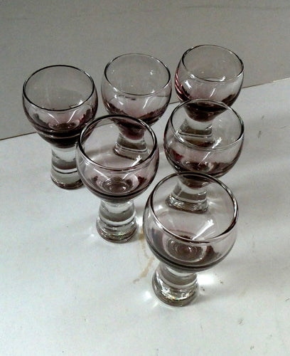 Set of Six Small Liqueur or Shot Glass Canisbay Caithness Purple Heather Shade