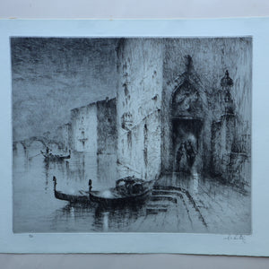 1920s Original Etching by Sydney Mackenzie Litten (1887 - 1949). The Betrothal, Venice