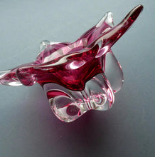 Load image into Gallery viewer, 1960s Chribska PINK STAR Czech / Bohemian CHUNKY Art Glass Bowl
