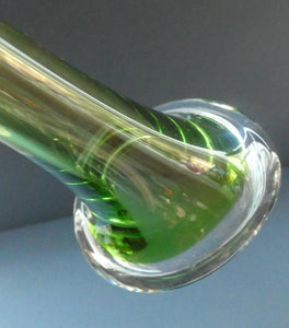 Vintage 1960s SWEDISH Aseda Glass Tall Stem Vases. Green Bo Borgstorm Bone Vase. 12 1/2 inches