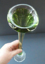 Load image into Gallery viewer, Vintage 1960s SWEDISH Aseda Glass Tall Stem Vases. Green Bo Borgstorm Bone Vase. 12 1/2 inches
