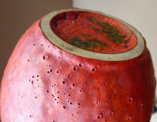 Load image into Gallery viewer, 1960s West German Ruscha Vase with Scarlet Red Thick Volcano Glaze 
