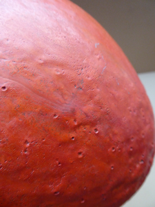 1960s West German Ruscha Vase with Scarlet Red Thick Volcano Glaze 