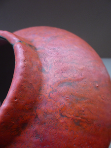 1960s West German Ruscha Vase with Scarlet Red Thick Volcano Glaze 