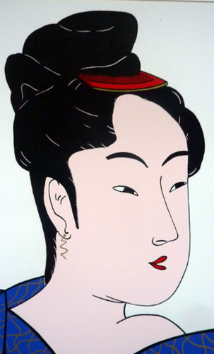 Vintage 1970s LARGE Original Screenprint of a Japanese Lady: Lass of Innocence; Signed by the artist. Quirky POP ART Style