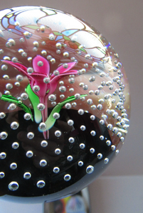 1970s Scottish Caithness Glass Paperweight Flower in the Rain