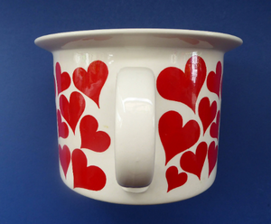 GUSTAVSBERG, Sweden. Rare 1960s Massive Oversized Cup with Red Love Hearts Decoration