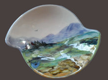 Load image into Gallery viewer, SCOTTISH POTTERY. Pretty Hand-Painted Highland Landscape HIGHLAND Stoneware Dish. Unusual Shape
