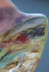 SCOTTISH POTTERY. Pretty Hand-Painted Highland Landscape HIGHLAND Stoneware Dish. Unusual Shape